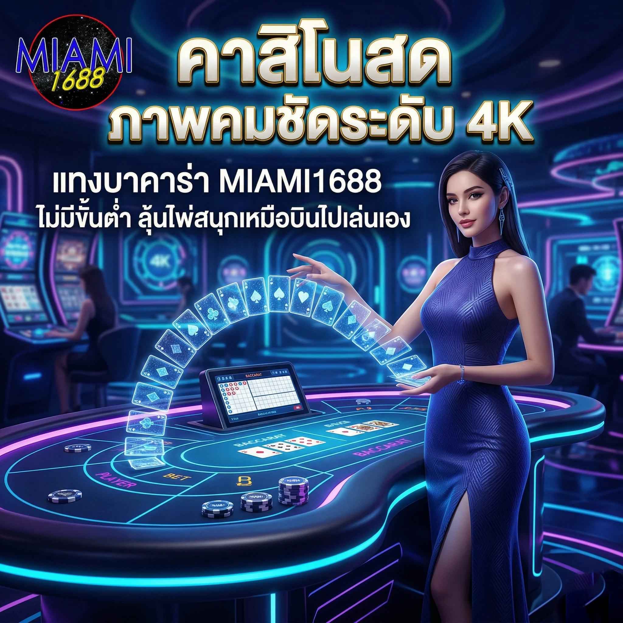 บาคาร่า MIAMI1688 คาสิโนสดออนไลน์ ถ่ายทอดสด ภาพชัด ไม่มีสะดุด