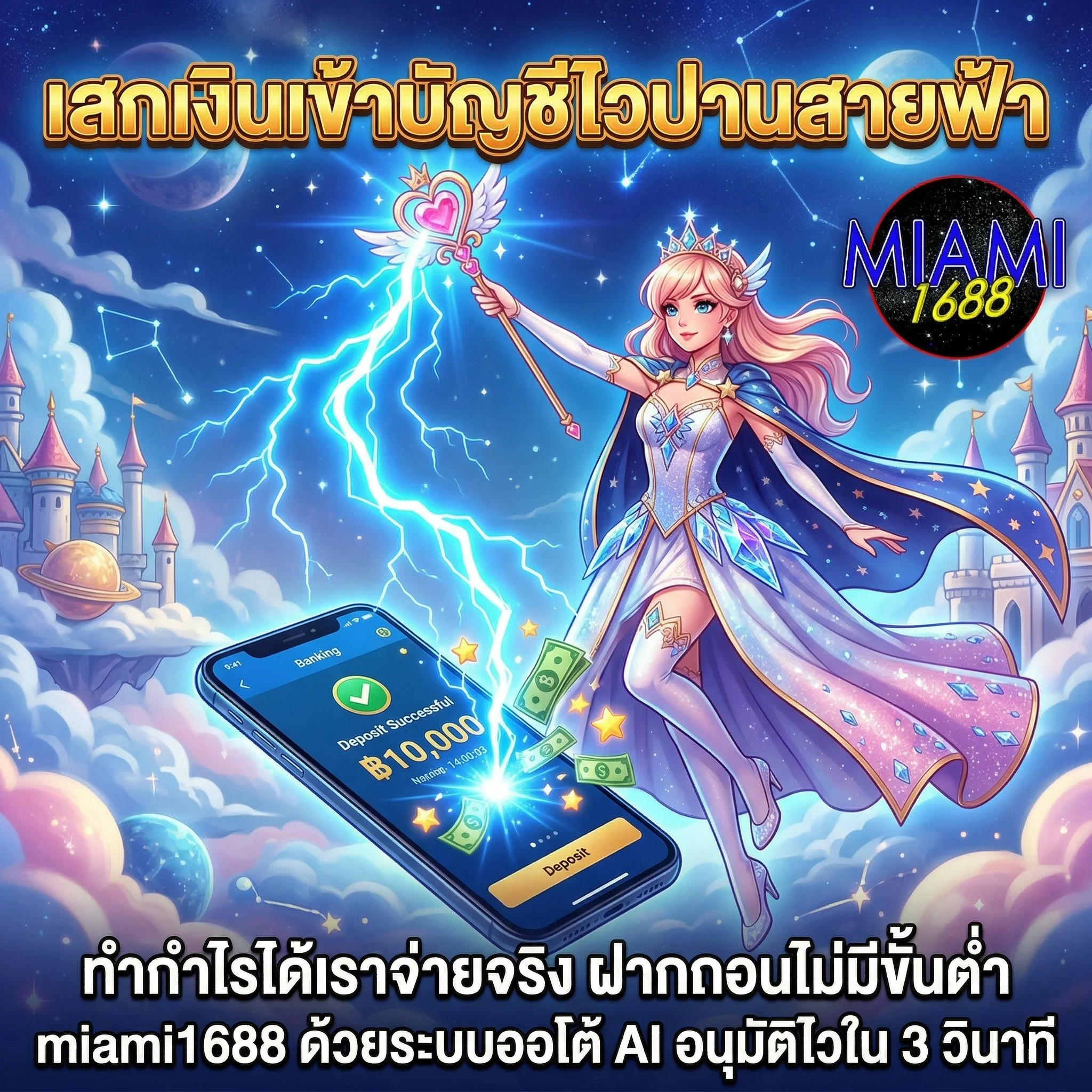 ระบบสล็อตออโต้ ฝากถอนไม่มีขั้นต่ำ miami1688 ถอนเงินไวปานสายฟ้า เล่นได้หลักล้านก็จ่ายเต็มจำนวน