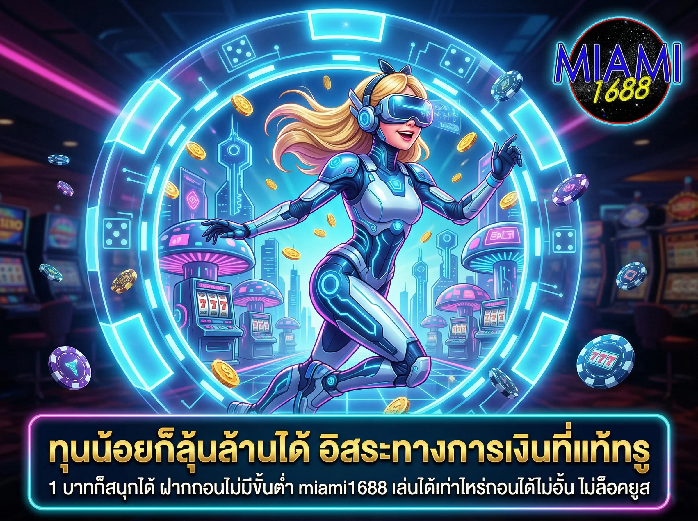 อิสระทางการเงิน ฝากถอนไม่มีขั้นต่ำ miami1688 ทุนน้อยก็เล่นสล็อตได้ 1 บาทก็ฝากได้ ถอนเงินได้จริงไม่อั้น